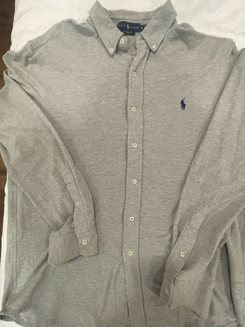 Ralph Lauren Light Gray Button-Down Polo Shirt